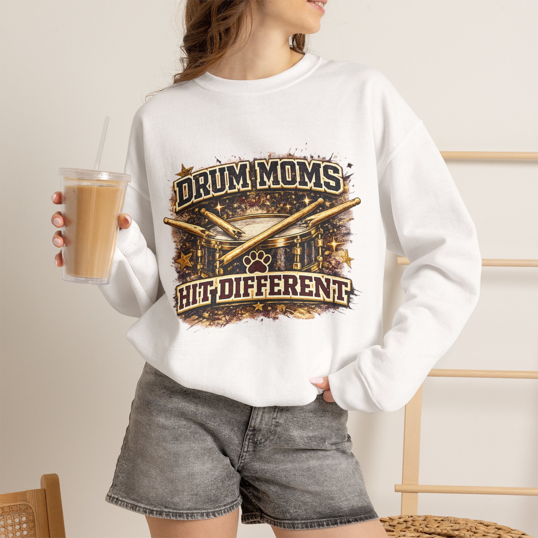 Drum Moms Crewneck Sweatshirt – "Drum Moms Hit Different" Graphic