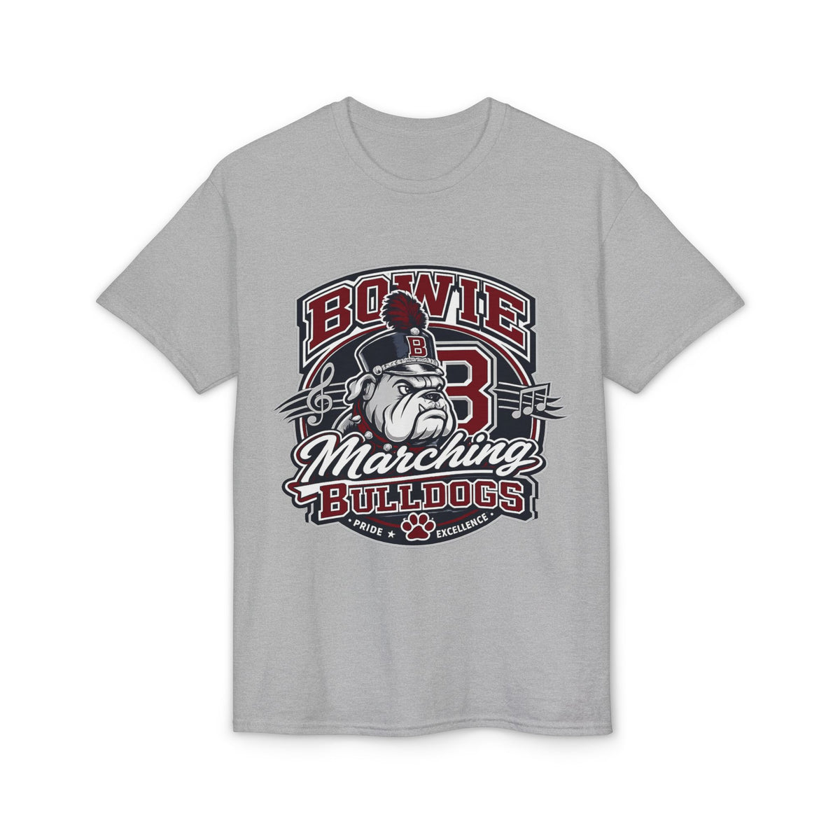 Bowie Bulldogs Marching Band T-Shirt — Mascot Bulldog Drum Major Design