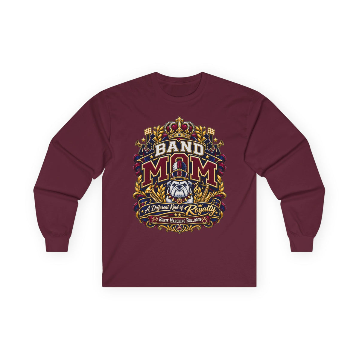 Band Mom Long Sleeve Tee — Proud Marching Band Mom Graphic Shirt
