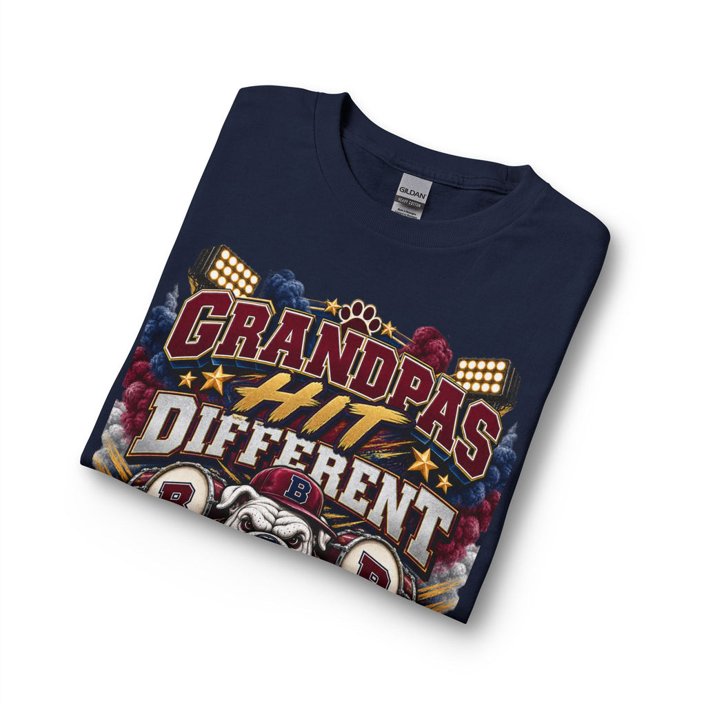 Grandpas Hit Different Long Sleeve Tee — "Especially Daring Proud Grandpas" Patriotic Bulldog Design