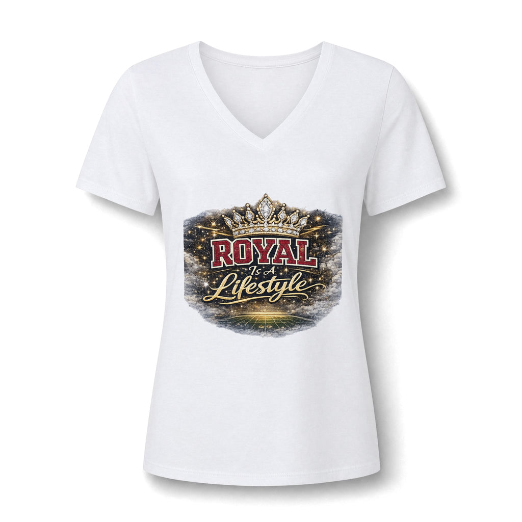 Women's V-Neck Tee — "Royal Is A Lifestyle" Graphic Tee