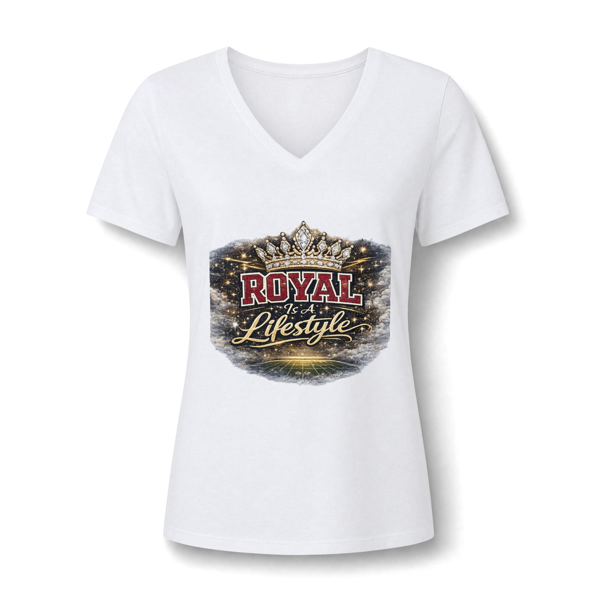 Women's V-Neck Tee — "Royal Is A Lifestyle" Graphic Tee