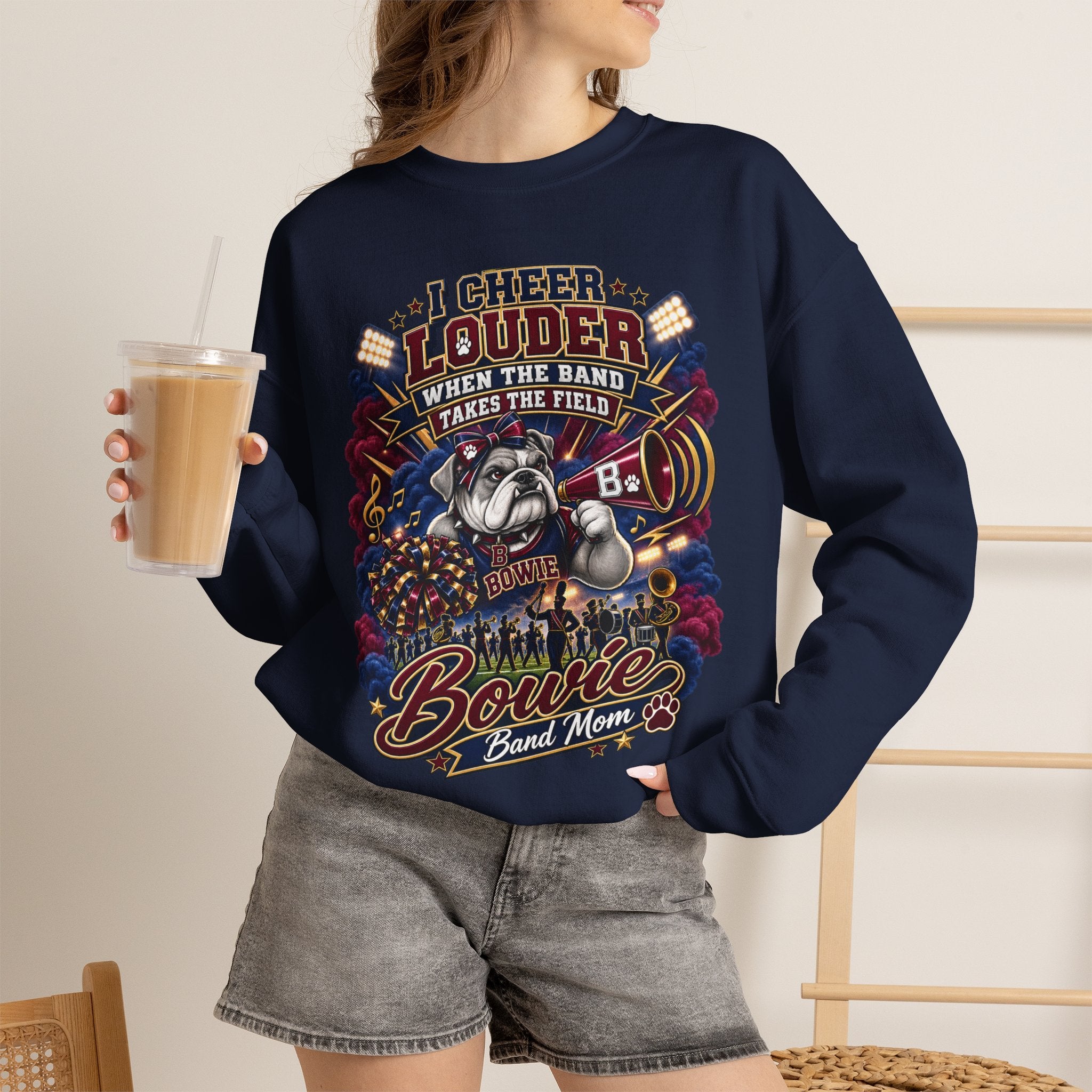 Band Mom Crewneck Sweatshirt - "I Cheer Louder When The Band Takes The Field" Marching Band Supporter Pullover