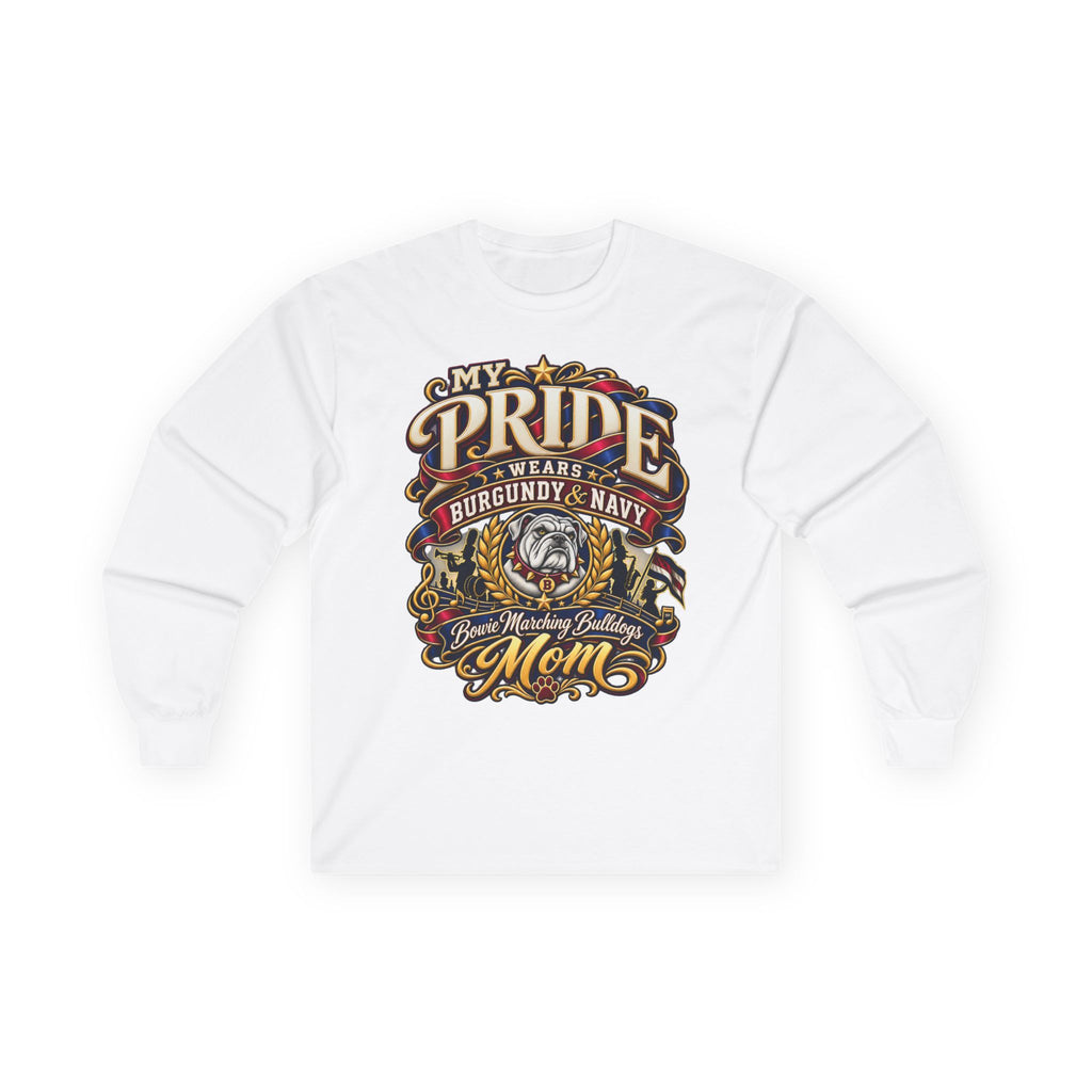 My Pride Wears Burgundy & Navy Mom Long Sleeve Tee