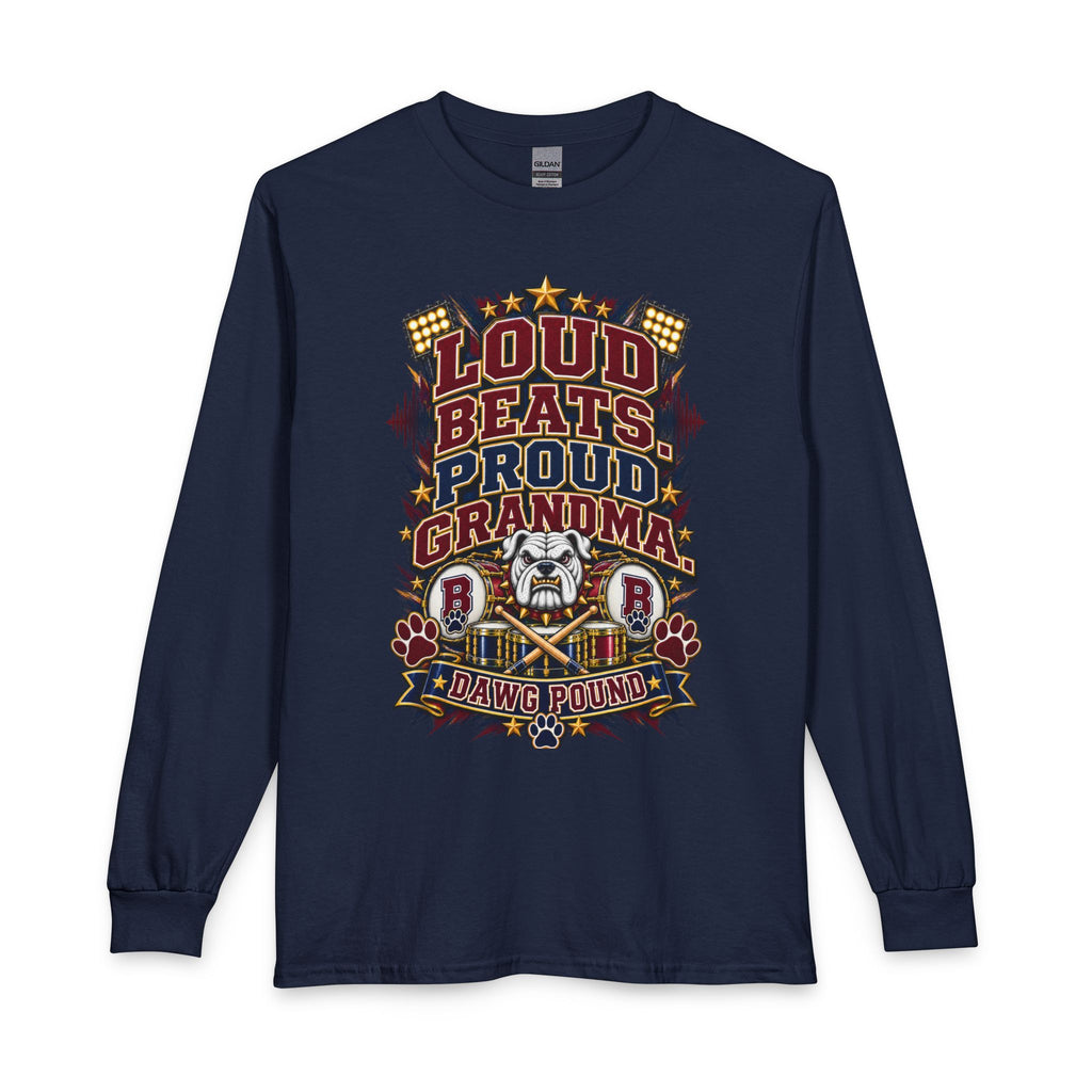Loud Beats Proud Grandma Long Sleeve Tee — Dawg Pound Bulldog Graphic