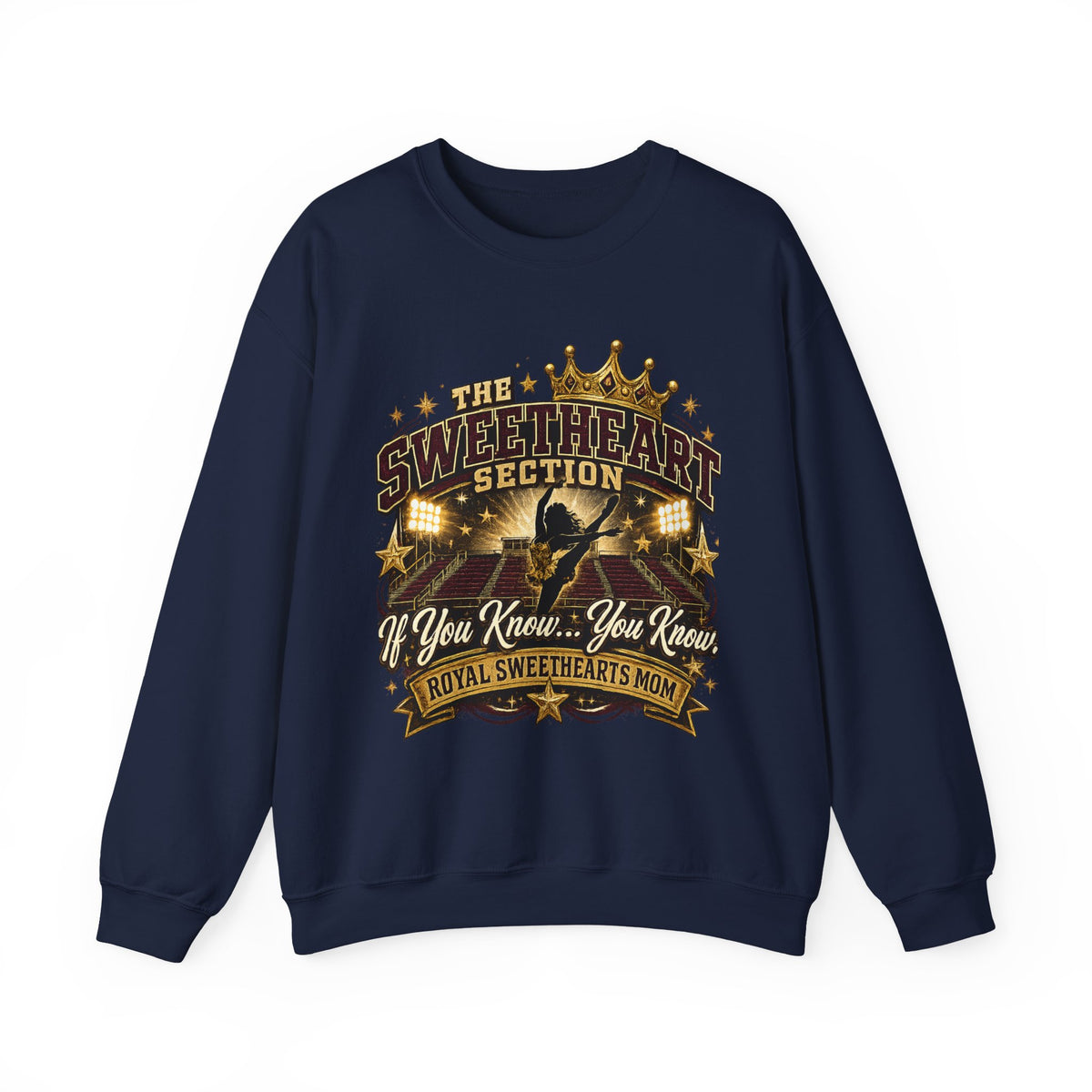 Royal Sweethearts Mom Sweatshirt – “The Sweetheart Section” Vintage Cheer Mom Crewneck