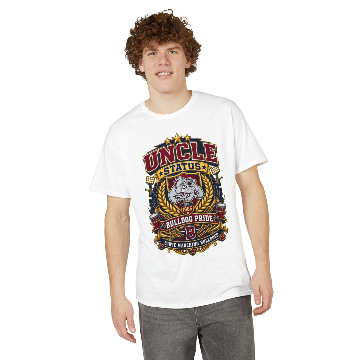Uncle Status Bulldog Pride T-Shirt — Retro Marching Bulldogs Design
