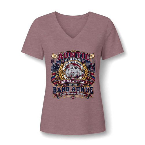 Band Auntie V-Neck Tee — 'Band Auntie' Marching Band Graphic Shirt