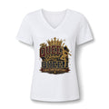 V-Neck Tee — "The Queen Behind the Queen" Mom Graphic Shirt