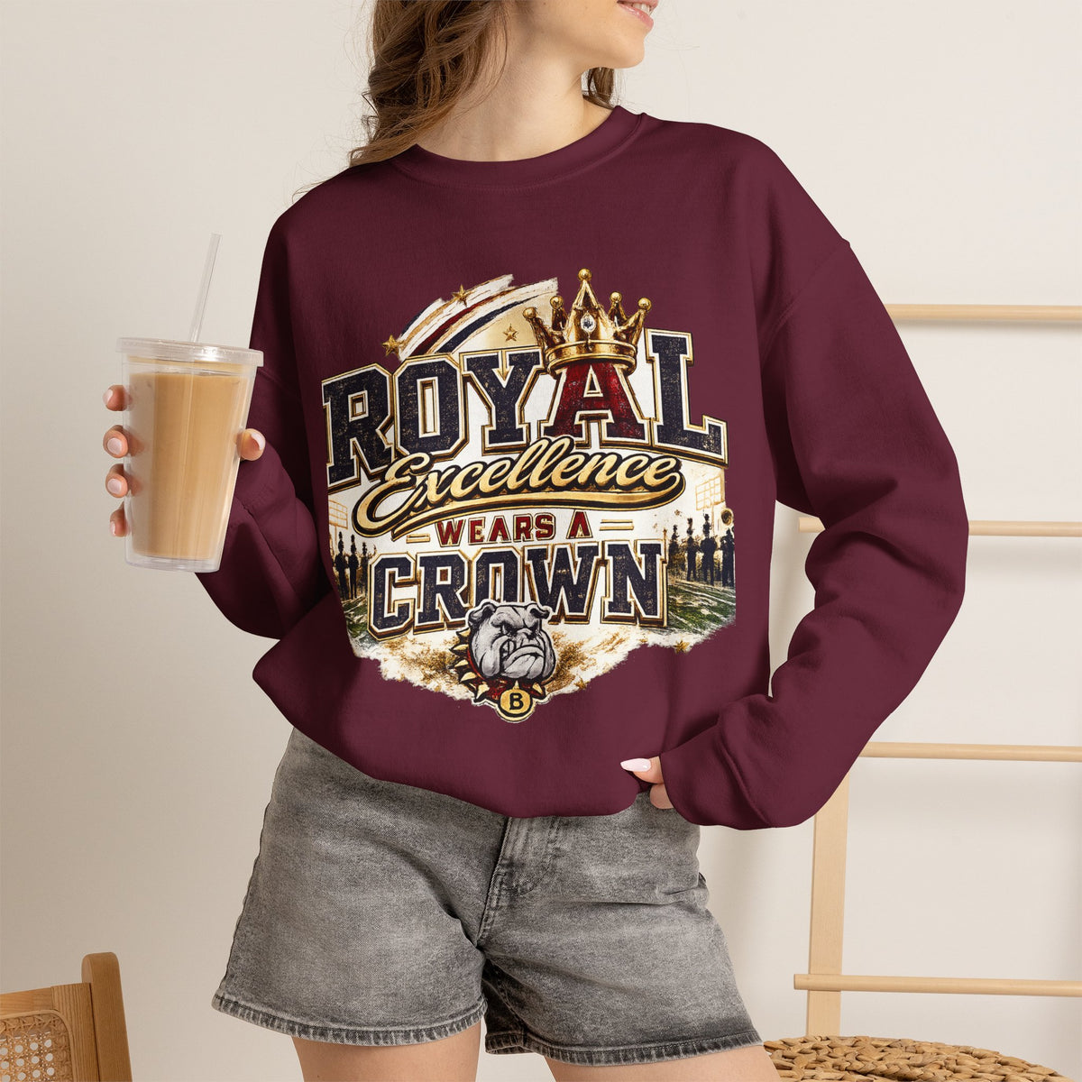 Crewneck Sweatshirt - "Royal Excellence Wears a Crown" Graphic