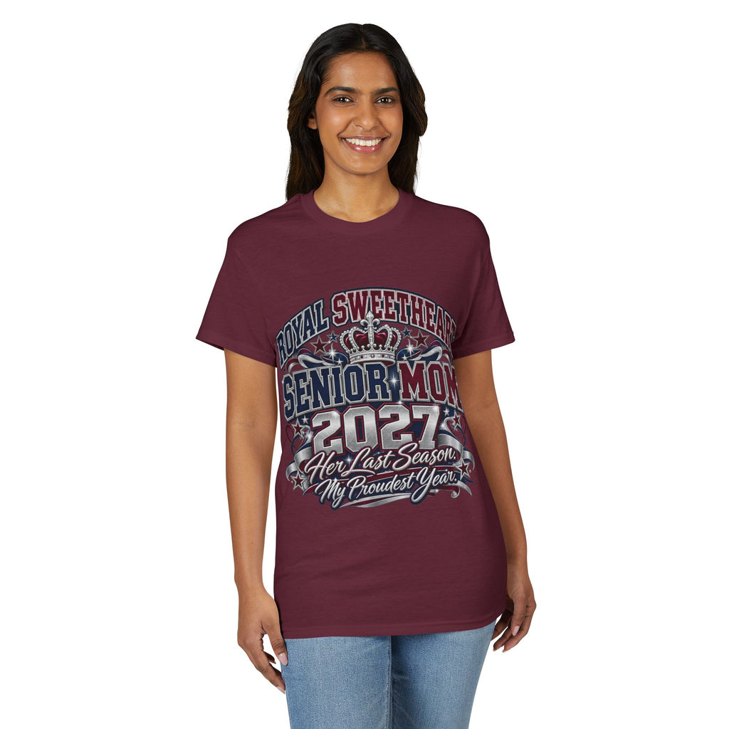 Senior Mom 2027 T-Shirt - "Royal Sweetheart" Proud Last Season Mom Tee