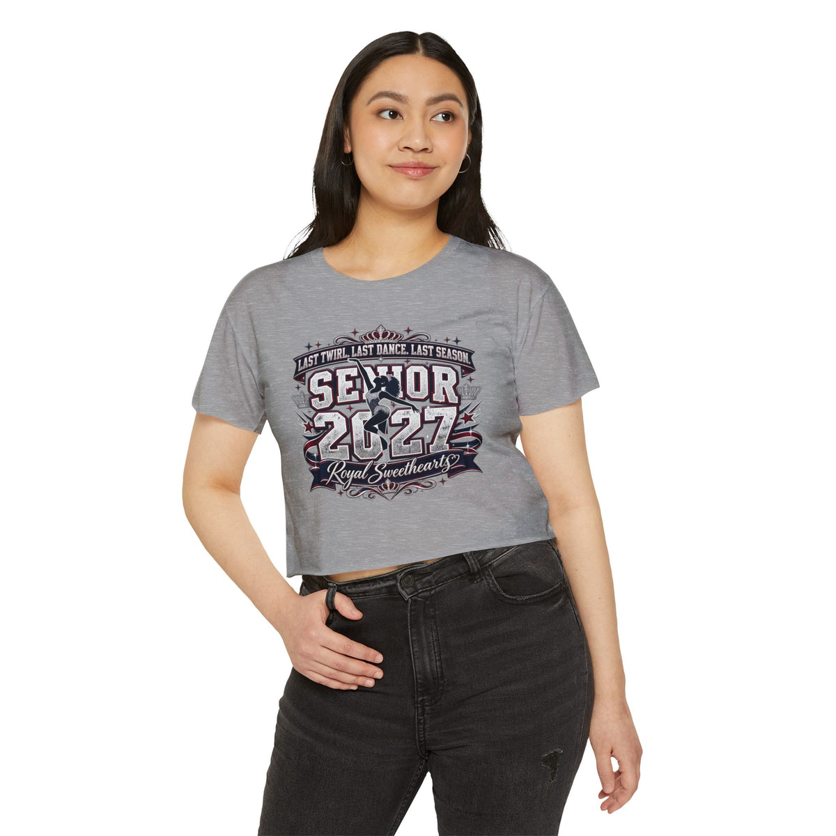 Senior 2027 Royal Sweetheart Crop Top — Twirl, Dance, Last Season Keepsake