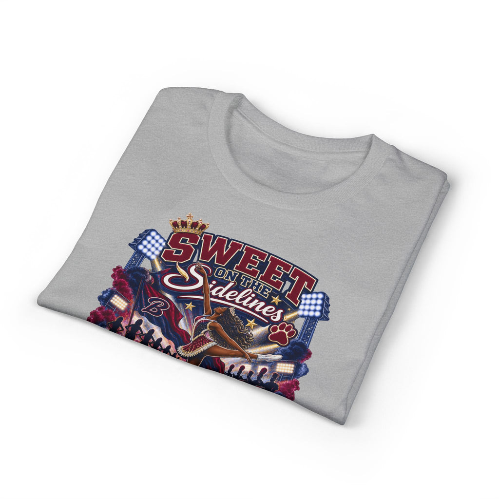 Cheerleading Sidelines T-Shirt — "Sweet Sidelines, Savage at Halftime" Football Crew Tee