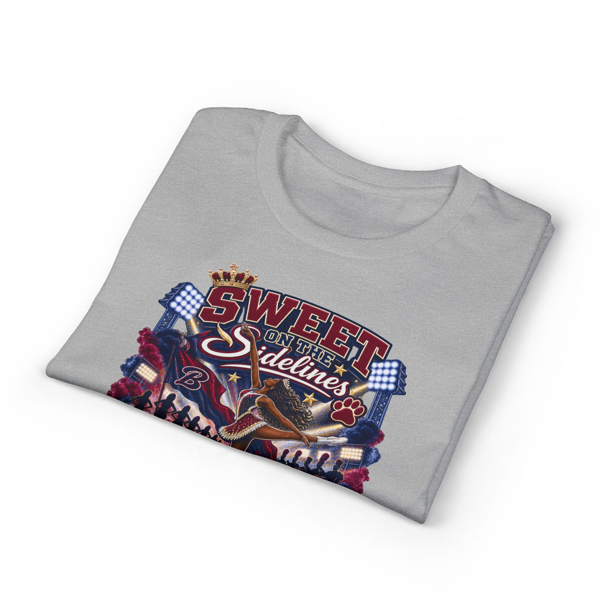 Cheerleading Sidelines T-Shirt — "Sweet Sidelines, Savage at Halftime" Football Crew Tee