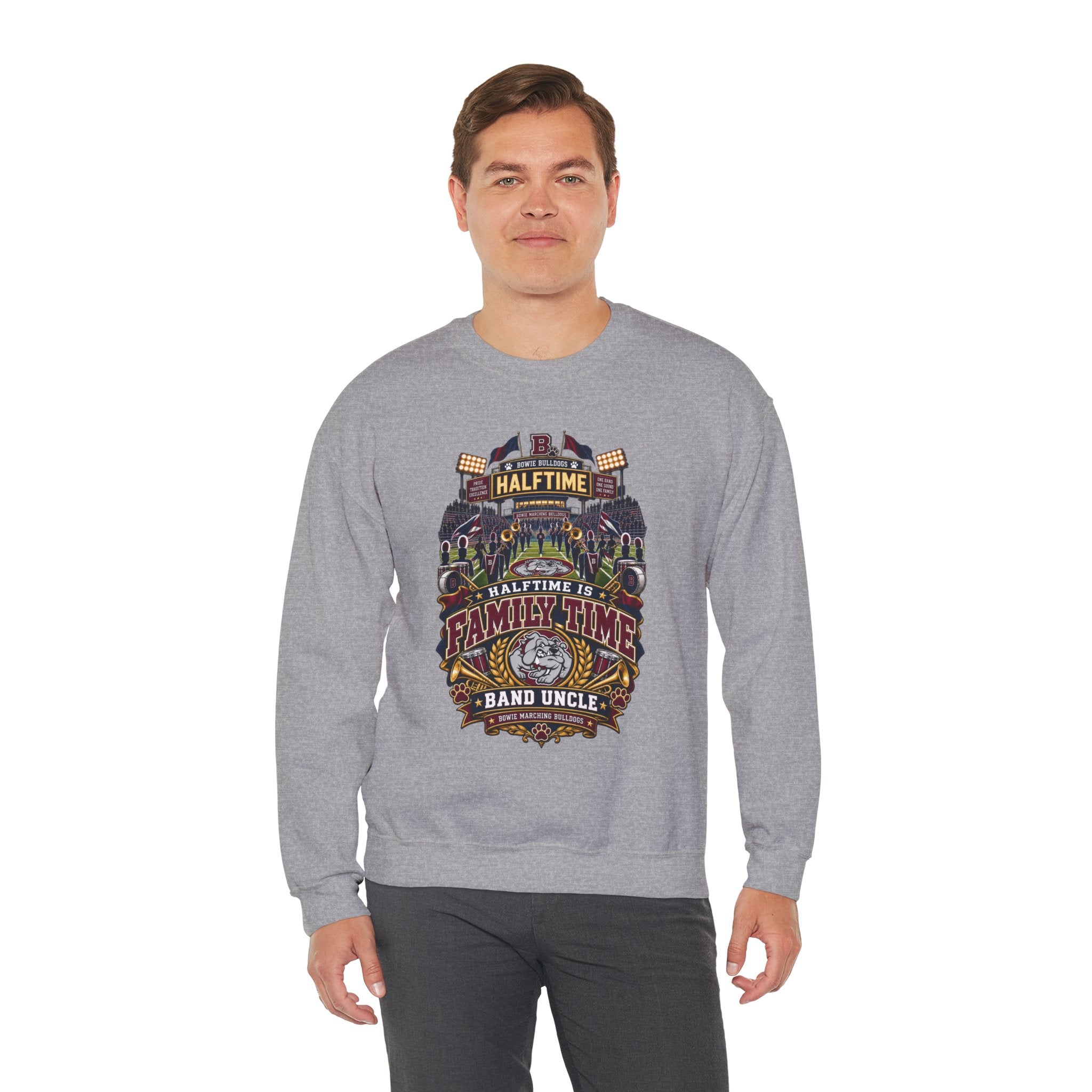 Halftime Is Family Time Crewneck Sweatshirt — Band Uncle Graphic