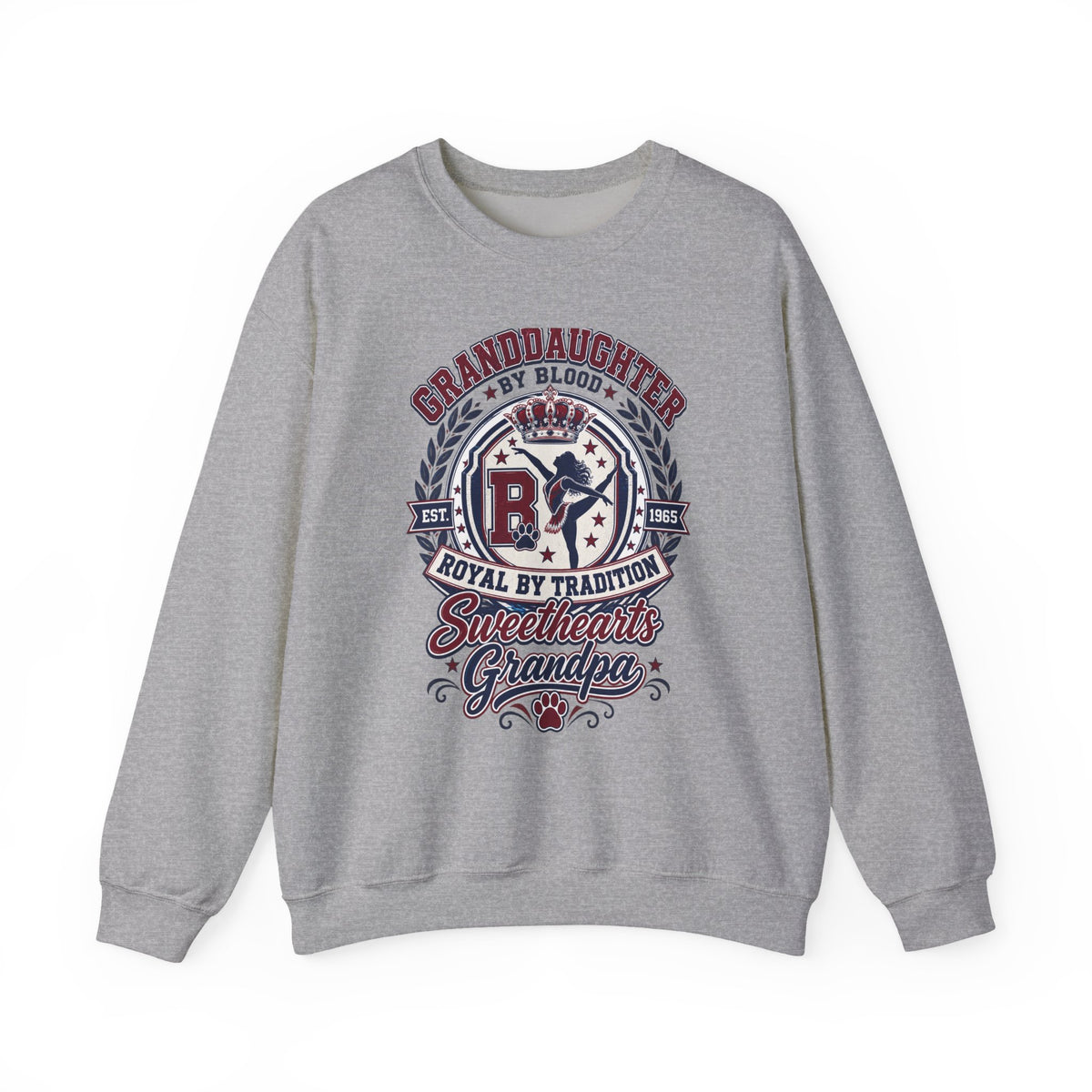 Granddaughter Sweethearts Grandpa Crewneck Sweatshirt - Royal By Tradition Design