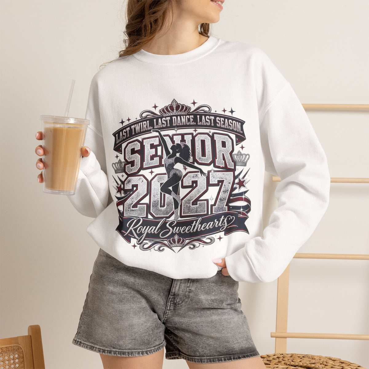 Senior 2027 Crewneck Sweatshirt — "Royal Sweetheart" Dance Senior Design