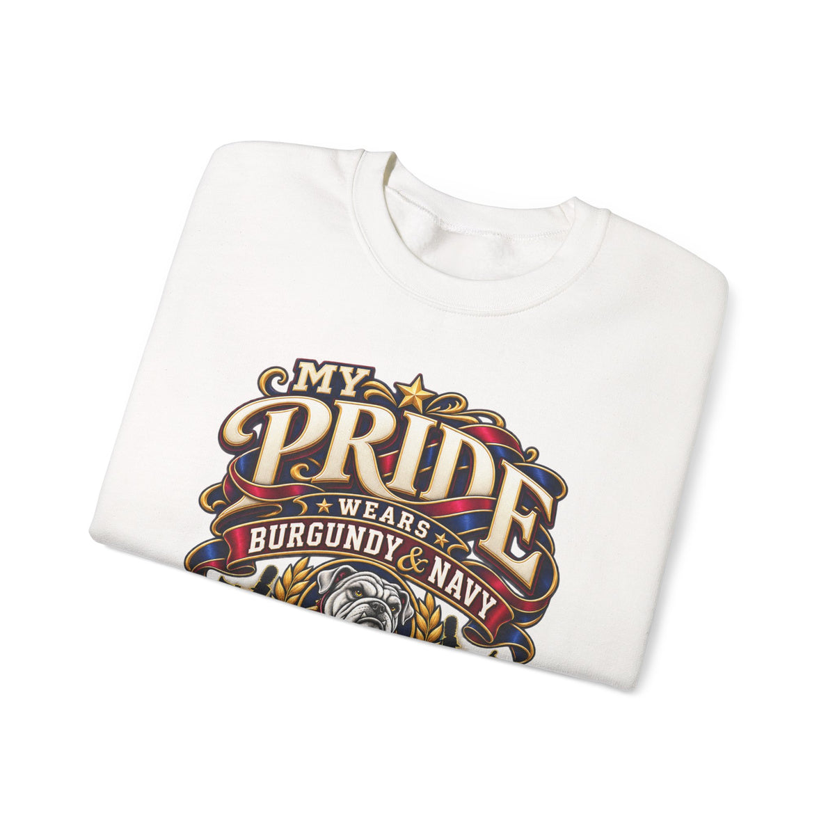 Bulldog Mom Pride Crewneck Sweatshirt – "My Pride Wears Burgundy & Navy"