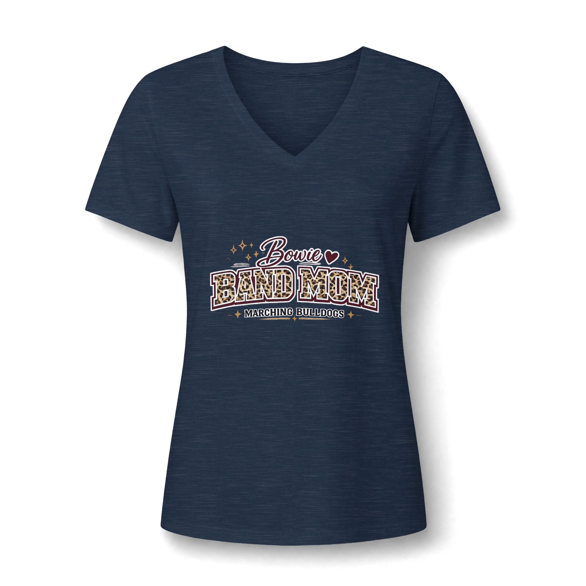 Band Mom V-Neck Tee – "Bowie Band Mom" Marching Bulldogs Support Shirt