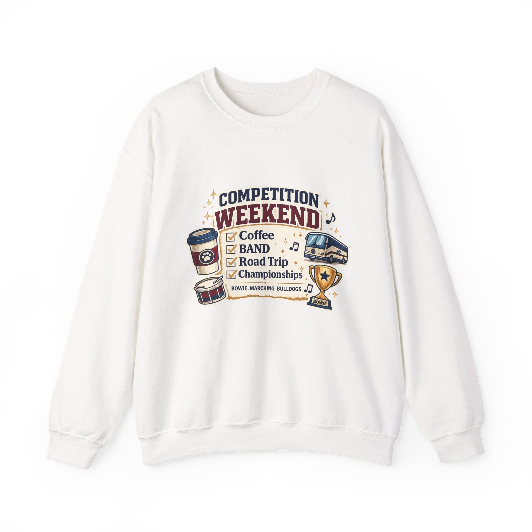 Competition Weekend Crewneck Sweatshirt — Band Road Trip, Coffee & Championships
