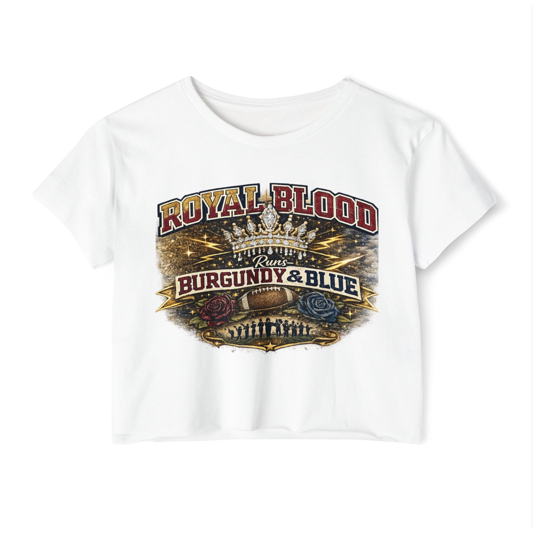 Royal Blood Burgundy & Blue Crop Top — Women's Festival Graphic Tee