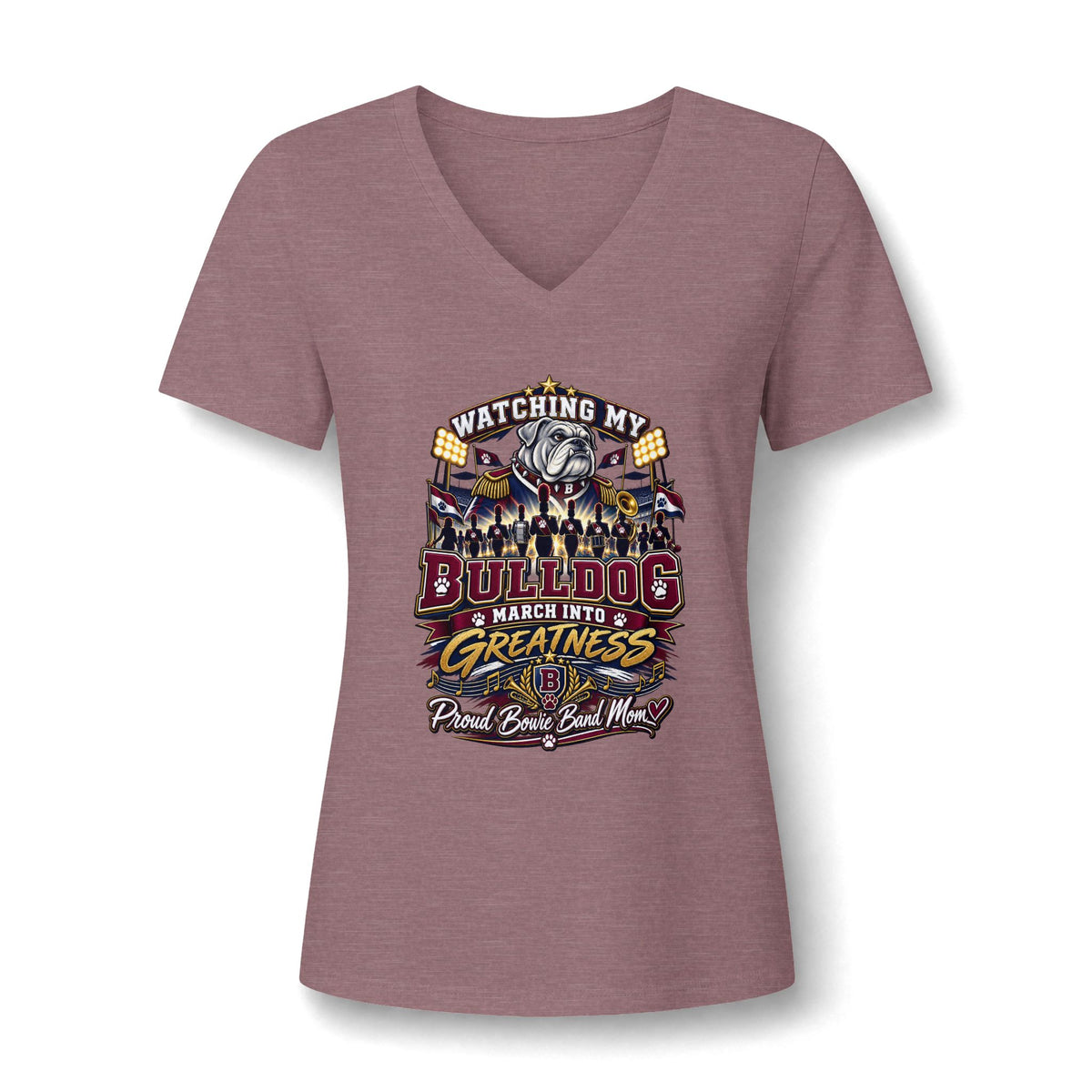 Bulldog Pride V-Neck Tee — "Watching My Bulldog Reach Its Greatness"