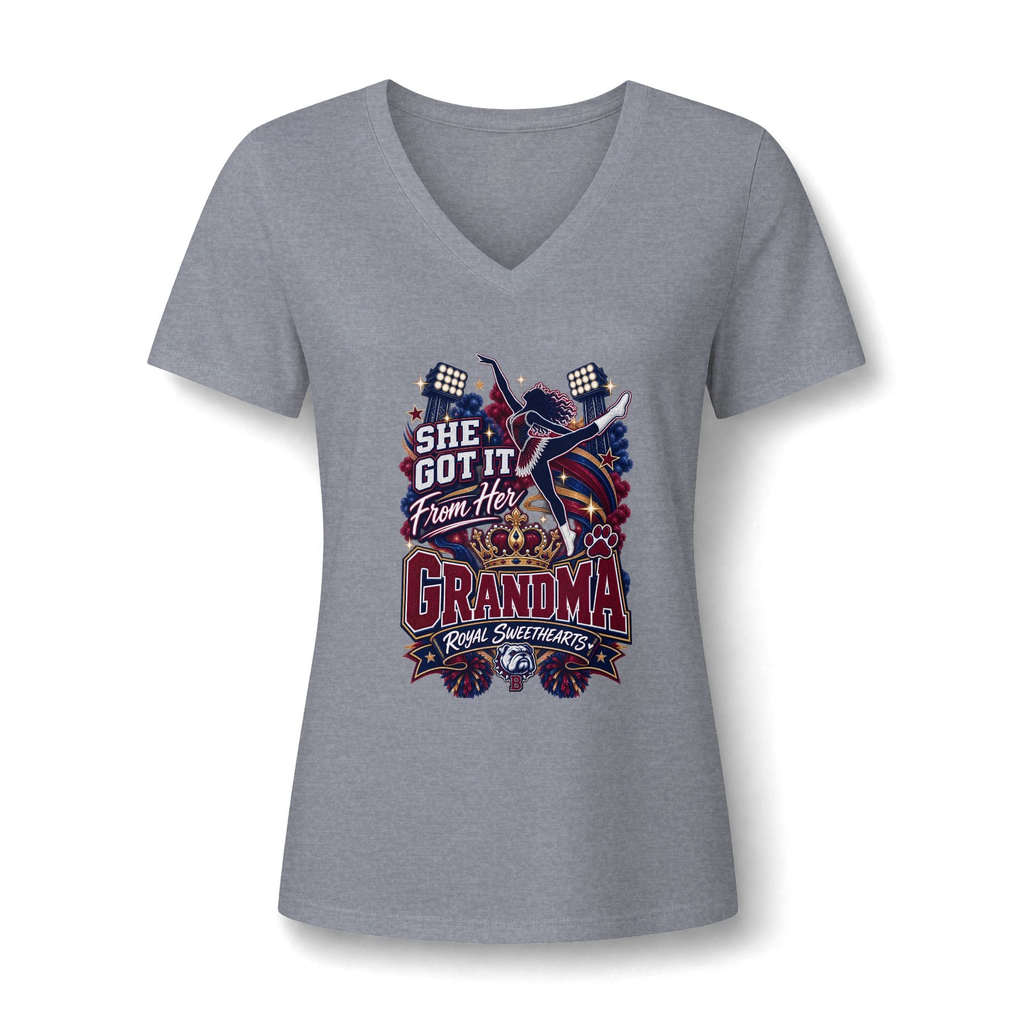 She Got It From Her Grandma V-Neck Tee — Patriotic Grandma Graphic Shirt