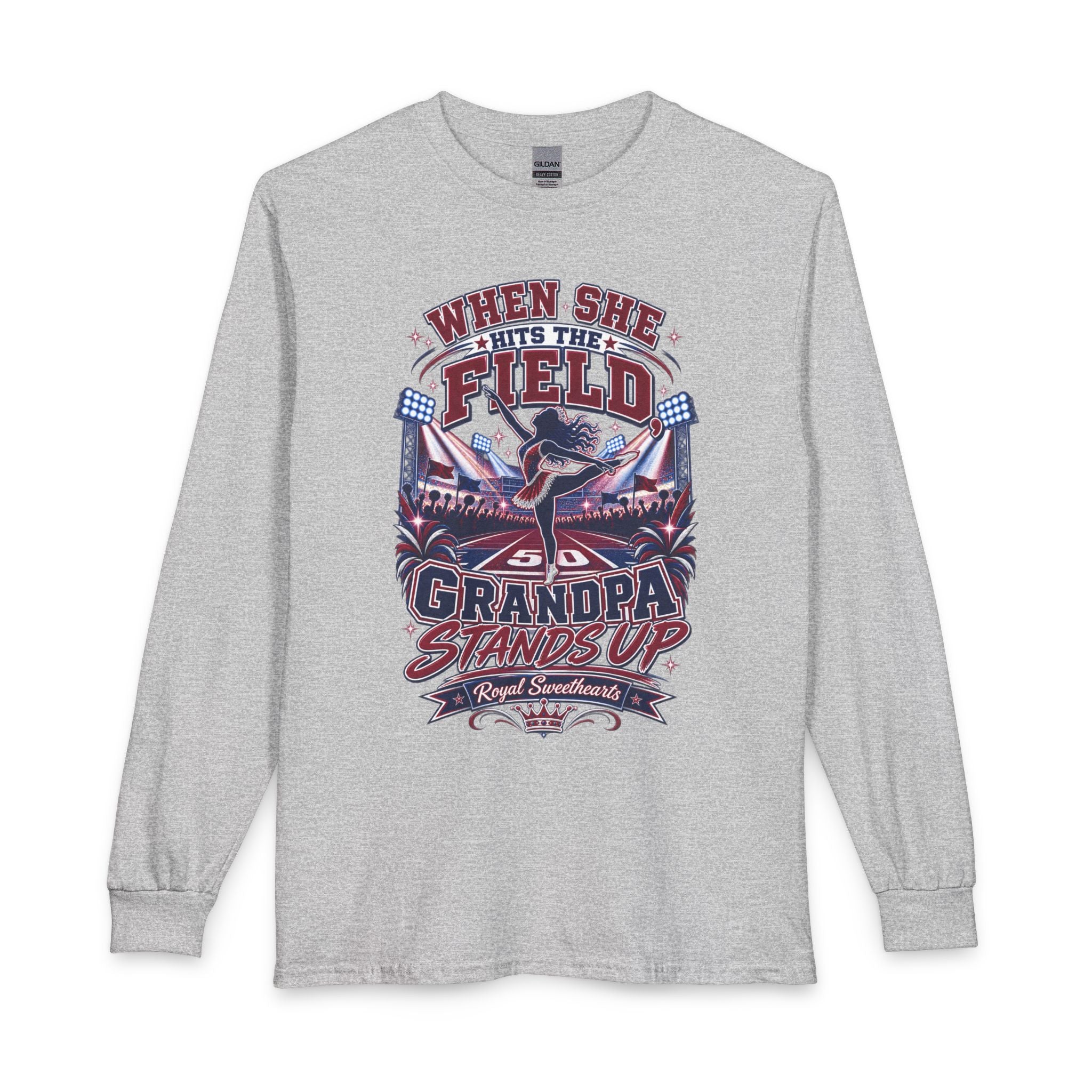 When She Hits the Field Grandpa Stands Up Long Sleeve Tee