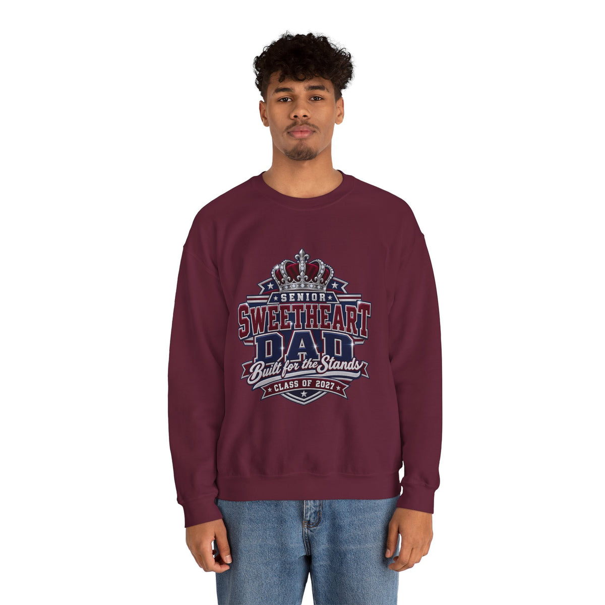 Senior Sweetheart Dad Crewneck Sweatshirt — 'Built for the Stands' Class of 2023