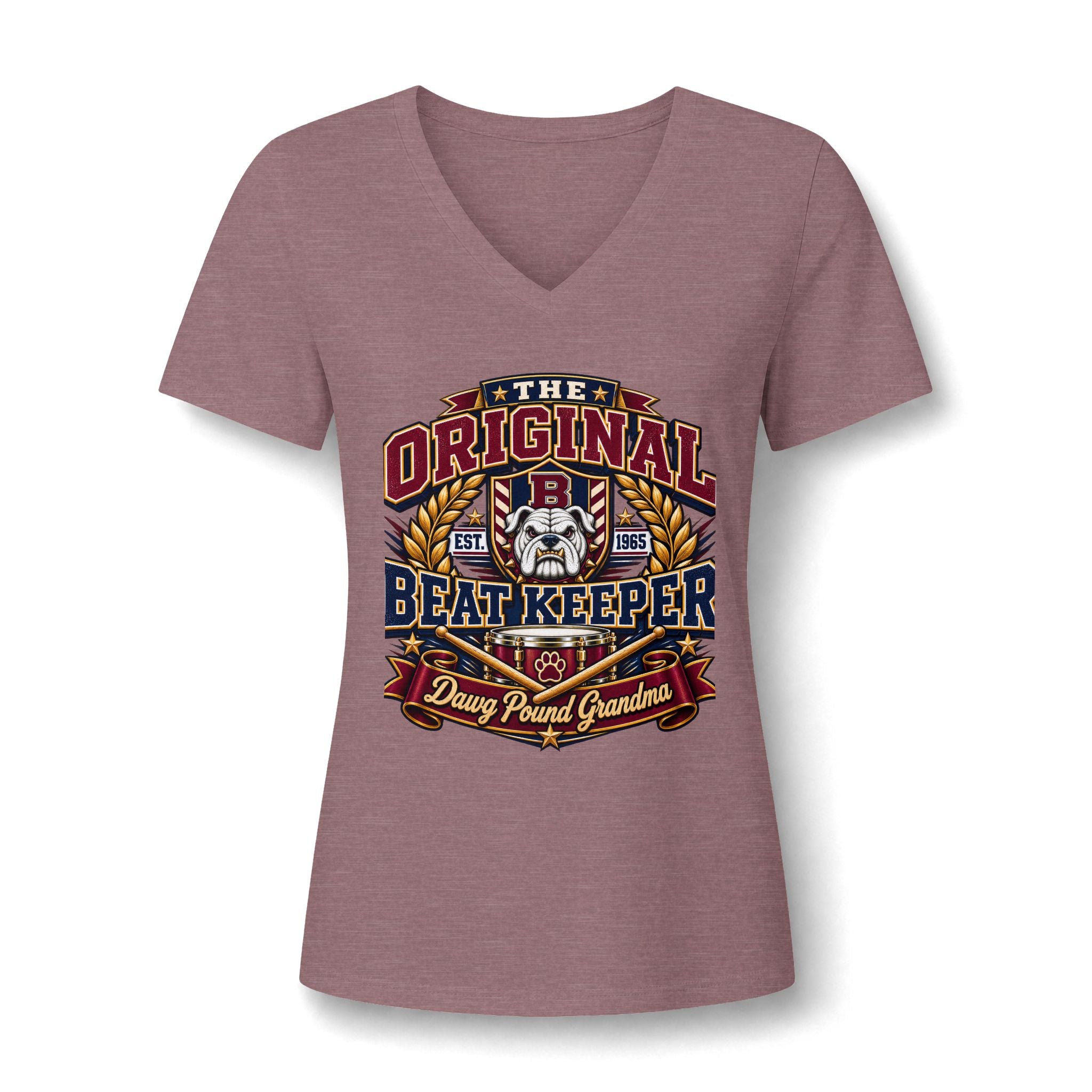 Beat Keeper Grandma V-Neck Tee — The Original Drum Pound Grandma Music Lover Shirt