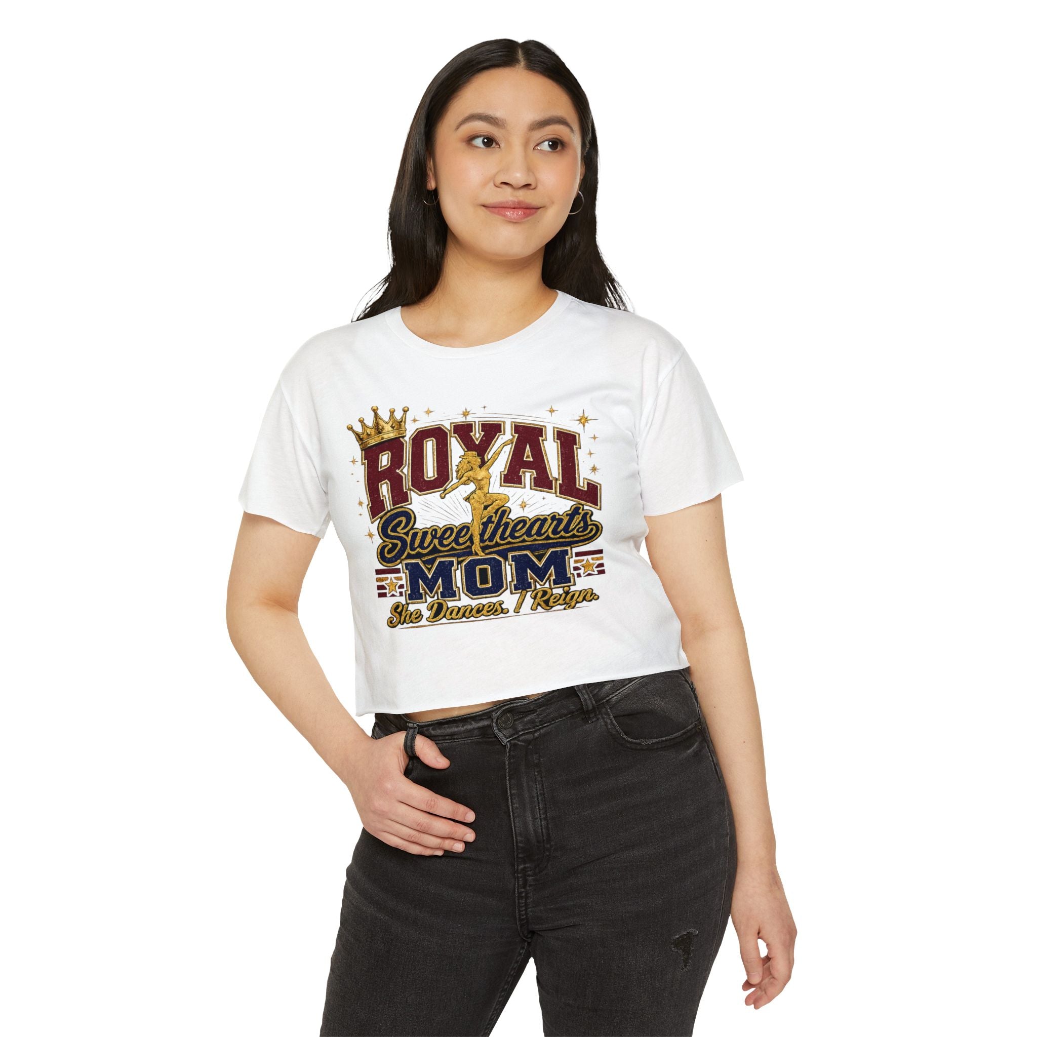 Royal Sweetheart Mom Crop Top — 'She Dances, Reigns' Festival Tee