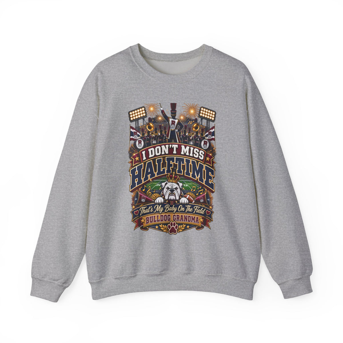 Halftime Football Grandma Crewneck Sweatshirt – "I Don't Miss Halftime" Graphic