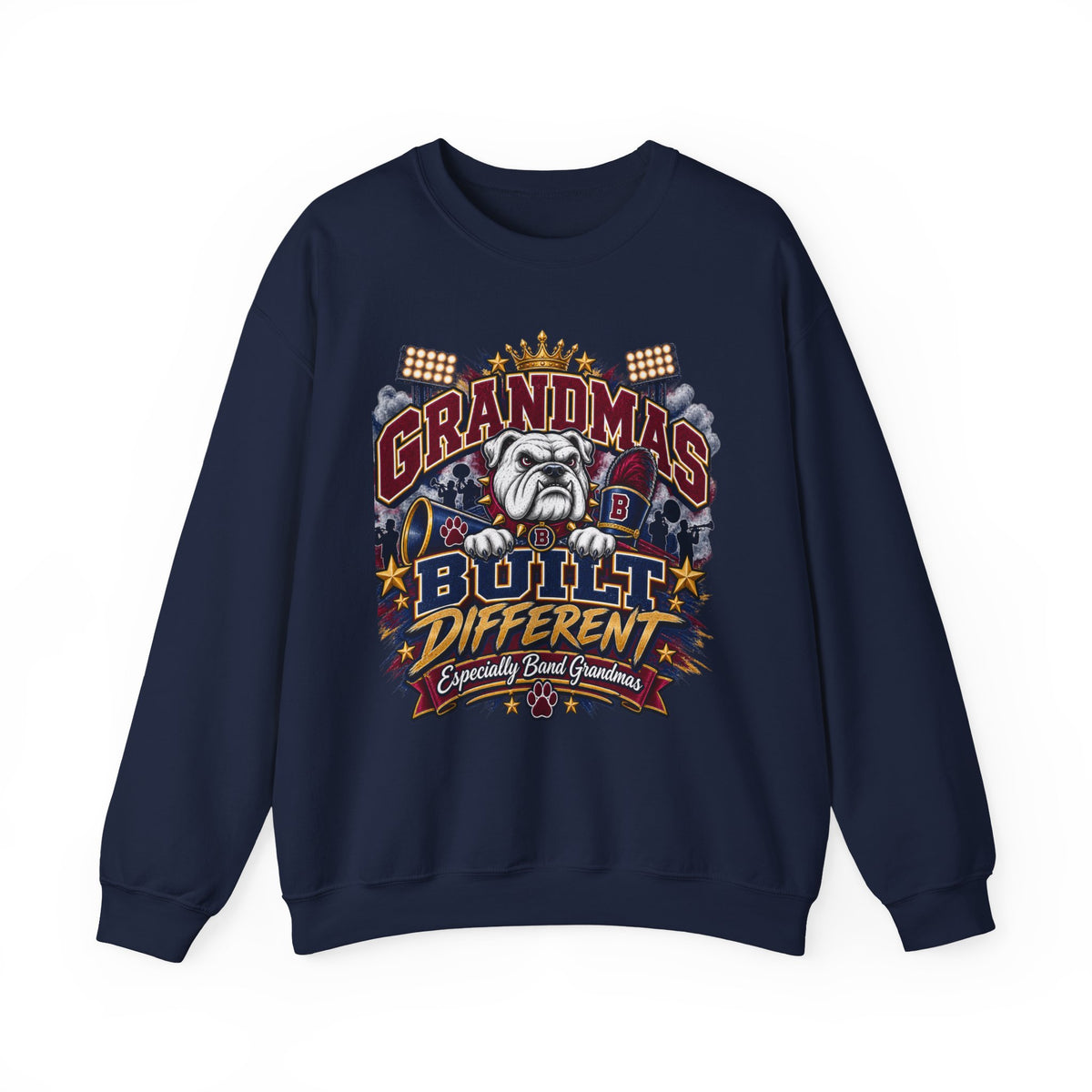 Grandma's Built Different Sweatshirt — Funny Bulldog Graphic Crewneck for Grandmothers