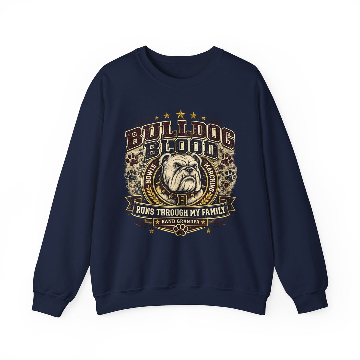 Bulldog Blood Crewneck Sweatshirt — 'Bulldog Blood Runs Through My Family' Vintage Dog Lover Pullover
