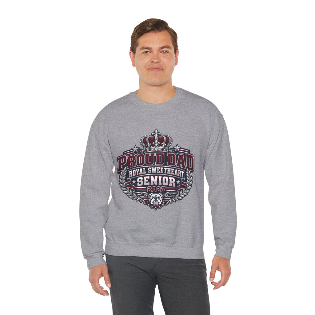 Proud Dad Senior 2027 Crewneck Sweatshirt — Royal Sweetheart Graduation Gift
