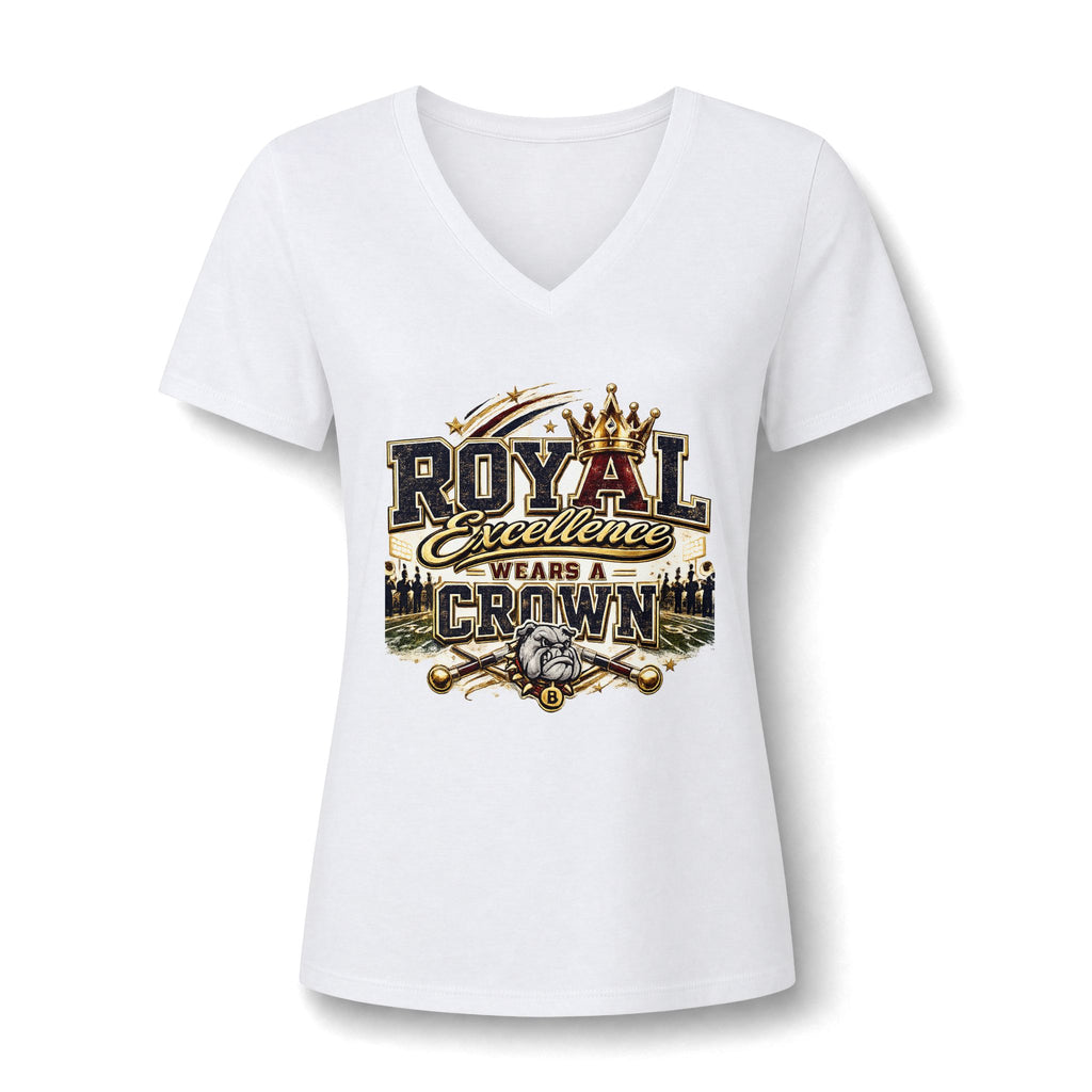Women's 'Royal Excellence Wears a Crown' V-Neck Tee
