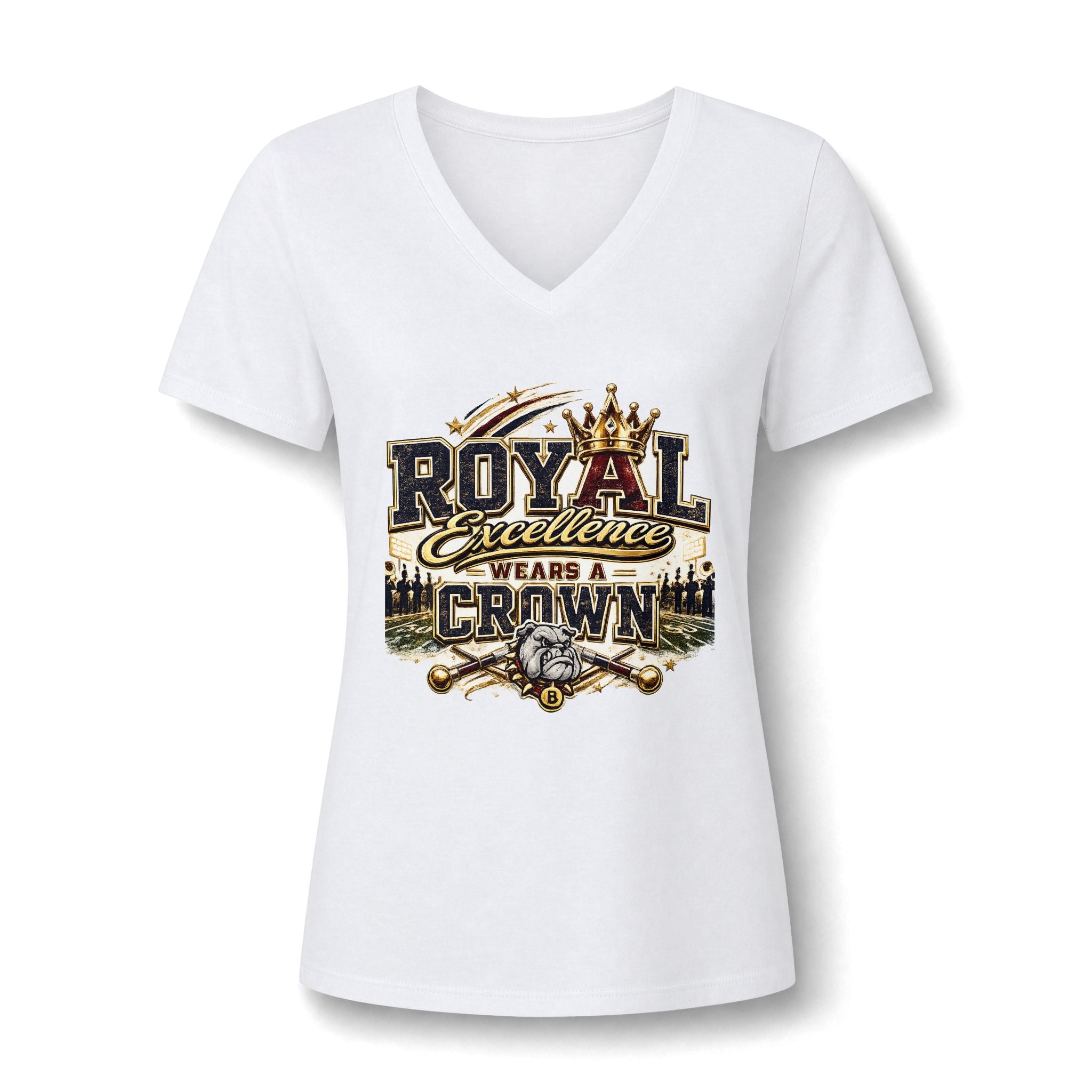 Women's 'Royal Excellence Wears a Crown' V-Neck Tee