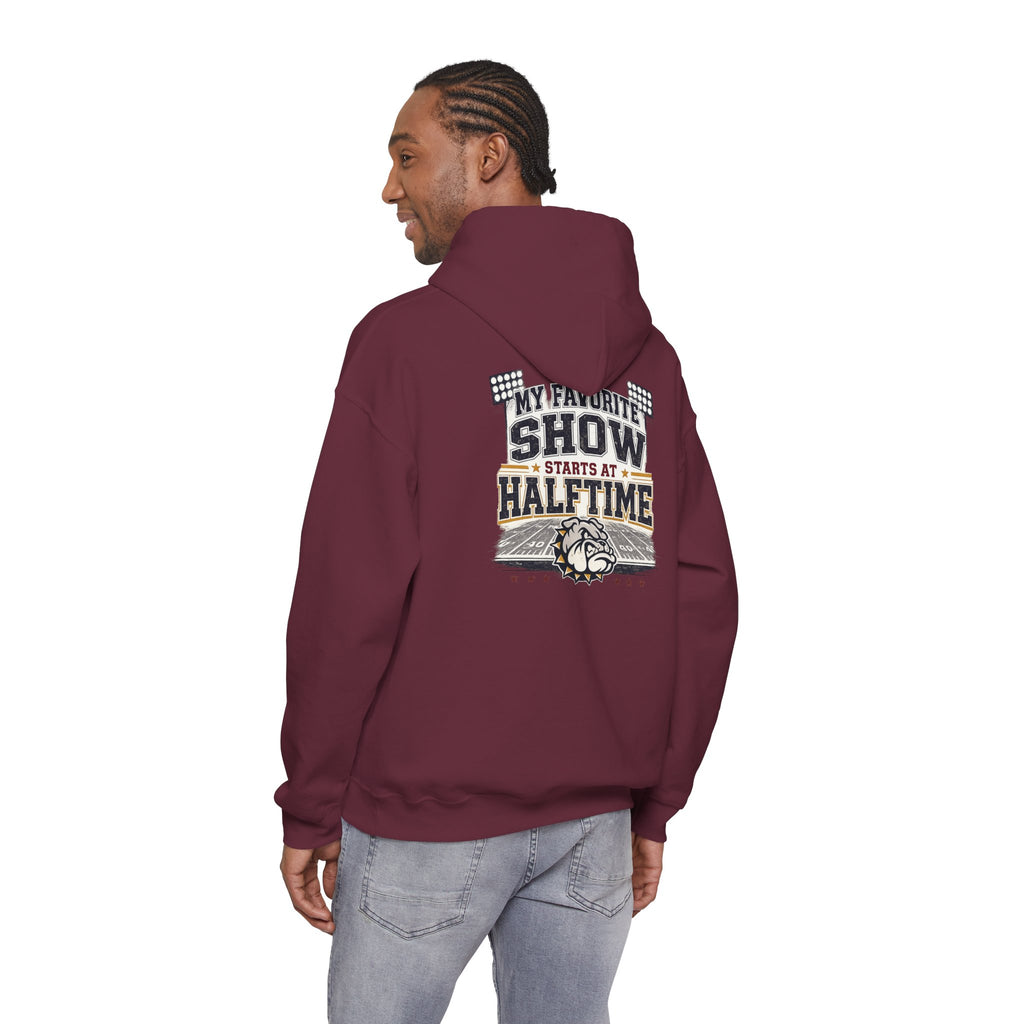 Bulldog Pride Hoodie — "My Favorite Show Starts at Halftime" Football Fan Pullover
