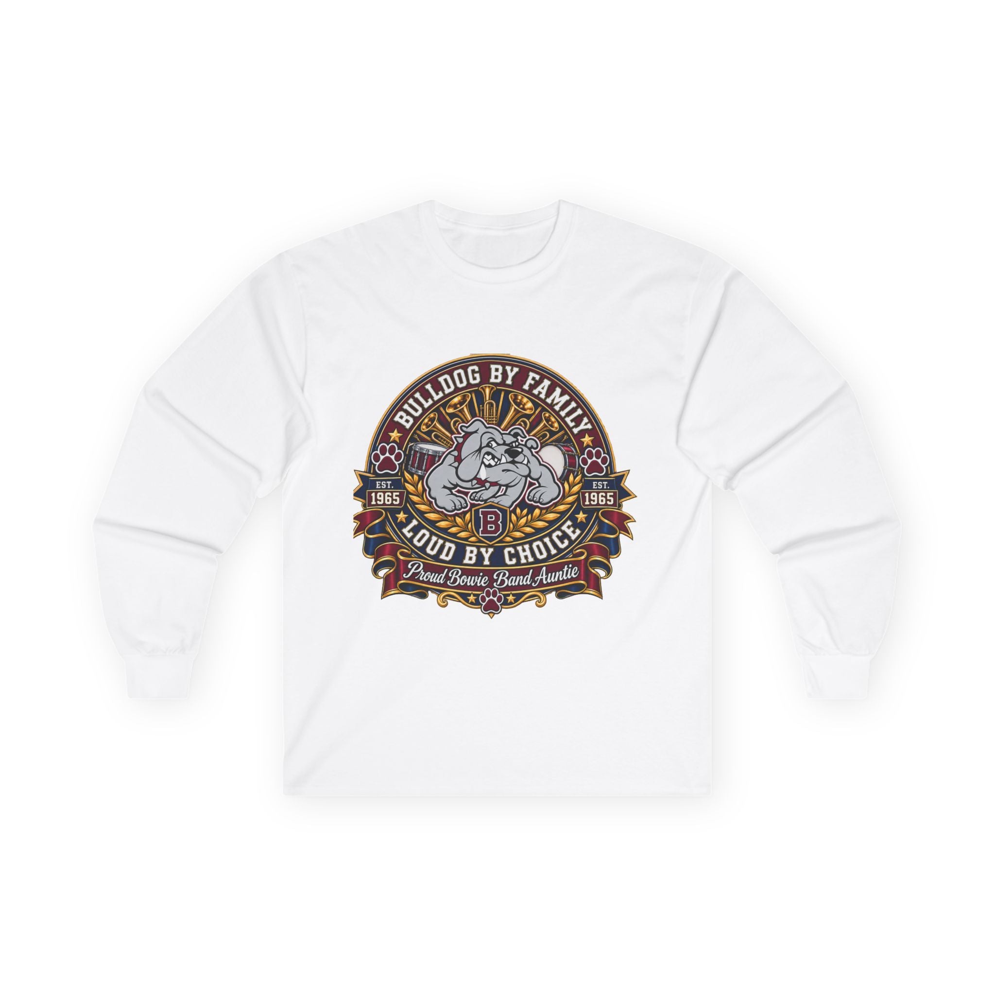 Bulldog By Family Long Sleeve Tee — "Loud By Choice" Vintage Dog Crew Shirt