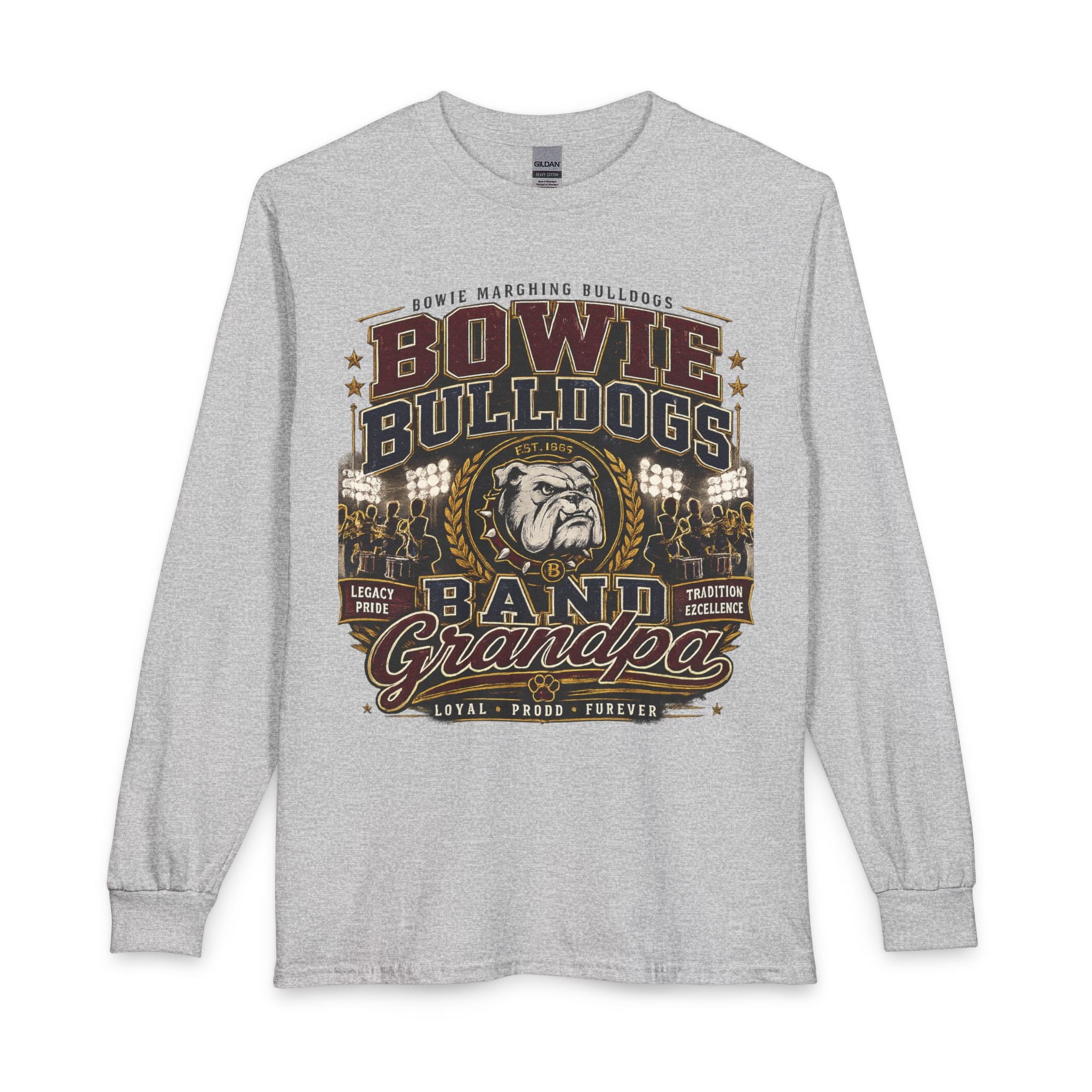 Bowie Bulldogs Band Grandpa Long Sleeve Shirt – Vintage Marching Band Grandpa Tee