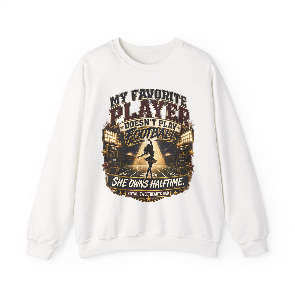 Halftime Marching Band Dad Crewneck Sweatshirt — "My Favorite Player Doesn't Play Football, She Owns Halftime"