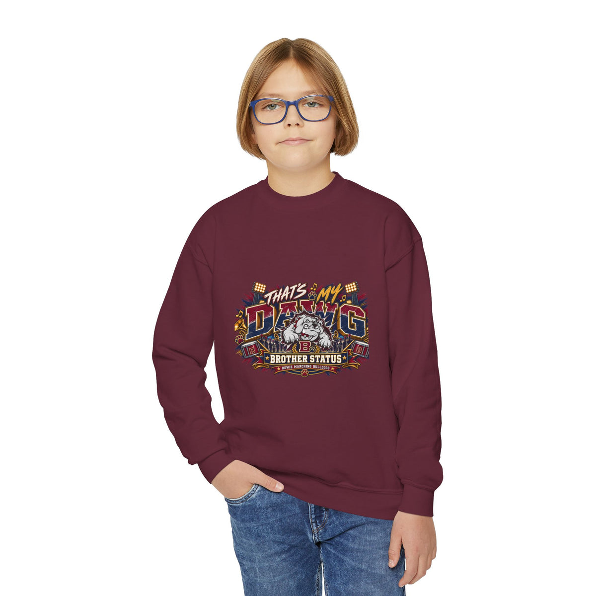 Youth Crewneck Sweatshirt – "That's My Dawg" Retro Graphic Pullover