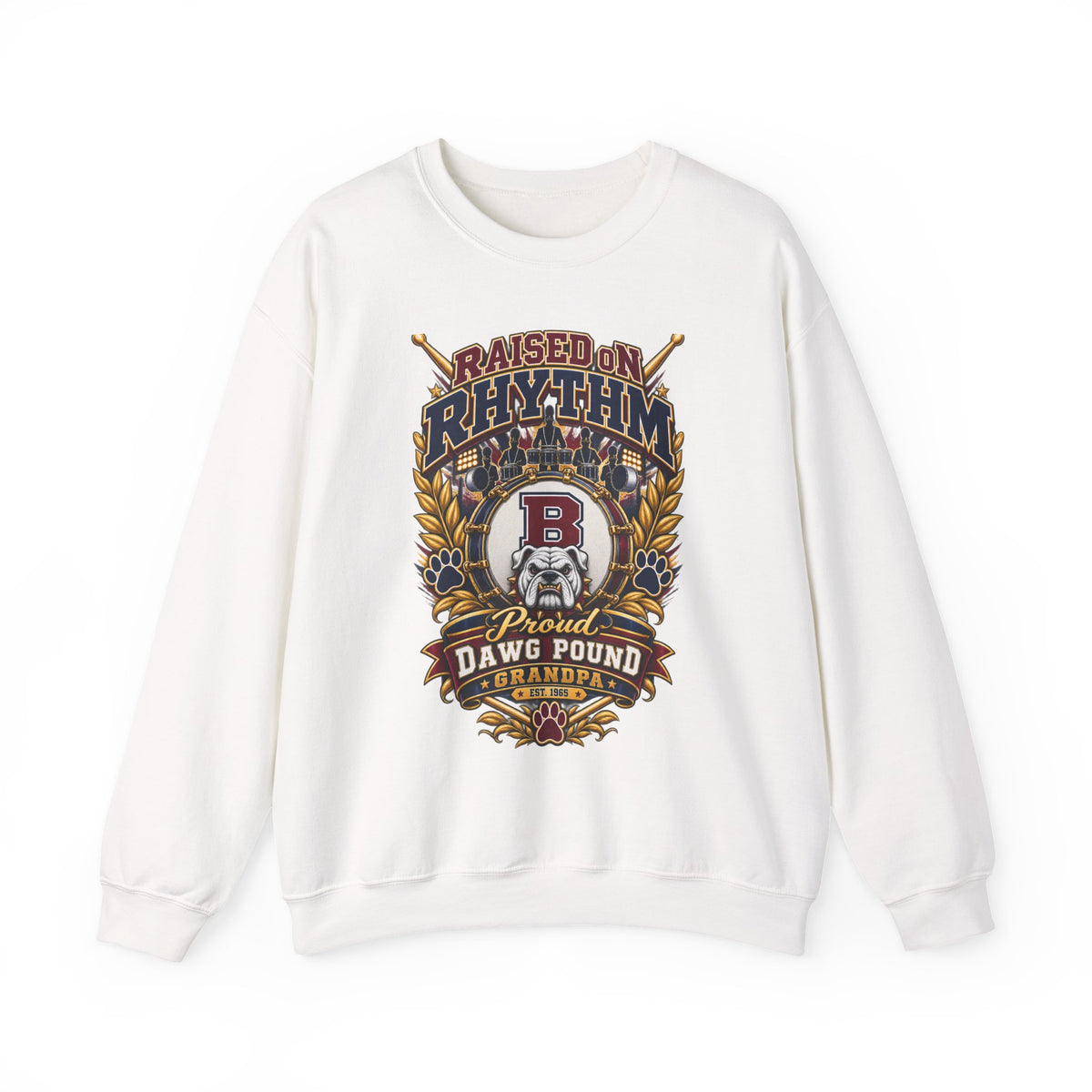 Raised on Rhythm Dawg Pound Sweatshirt – Proud Grandpa Bulldogs Crewneck