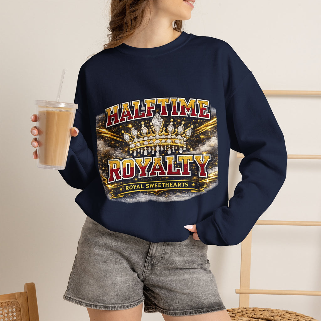 Crewneck Sweatshirt - "Halftime Royalty" Vintage Crown Football Graphic
