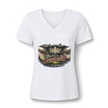 Women's V-Neck Tee — "They Came for the Game, Stayed for the Sweethearts" Football Fan Shirt