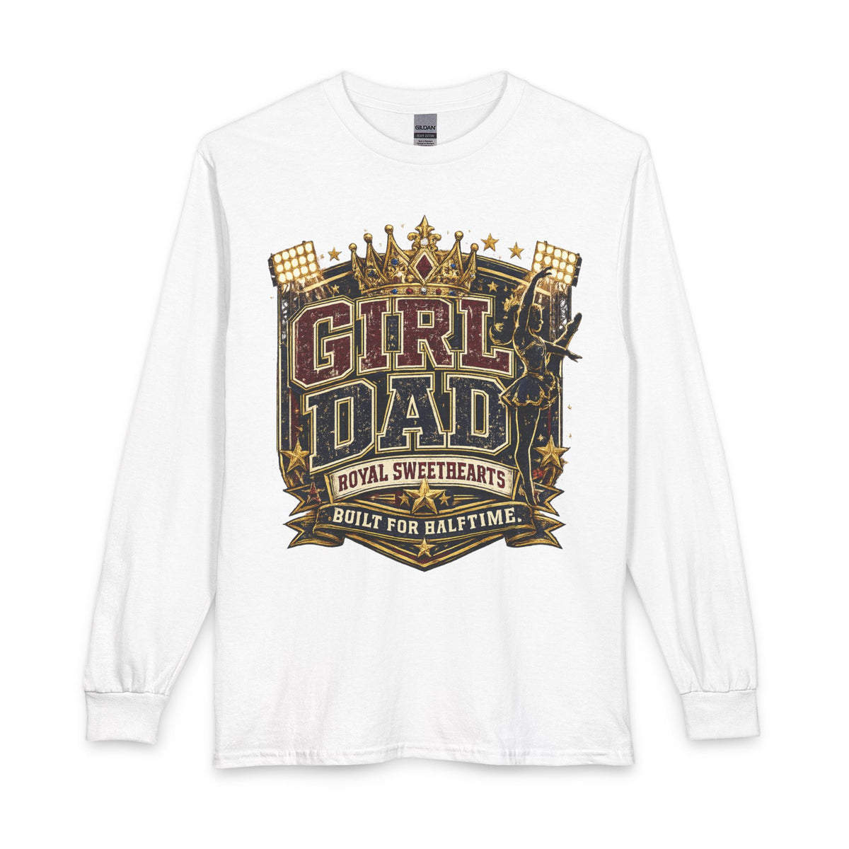 Girl Dad Long Sleeve Tee — 'Girl Dad: Royal Sweethearts, Built for Halftime' Athletic Dad Shirt