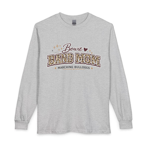 Bowie Band Mom Long Sleeve Shirt — Marching Bulldogs Leopard Print