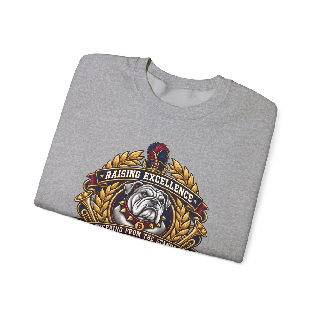 Bulldog Mom Crewneck Sweatshirt — "Raising Excellence" Vintage Crest