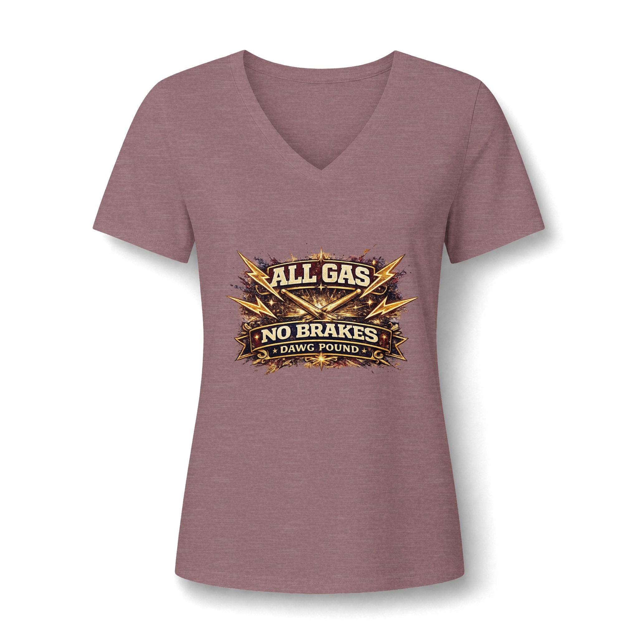 All Gas No Brakes Women's V-Neck Tee — Bold Racing Graphic Tee