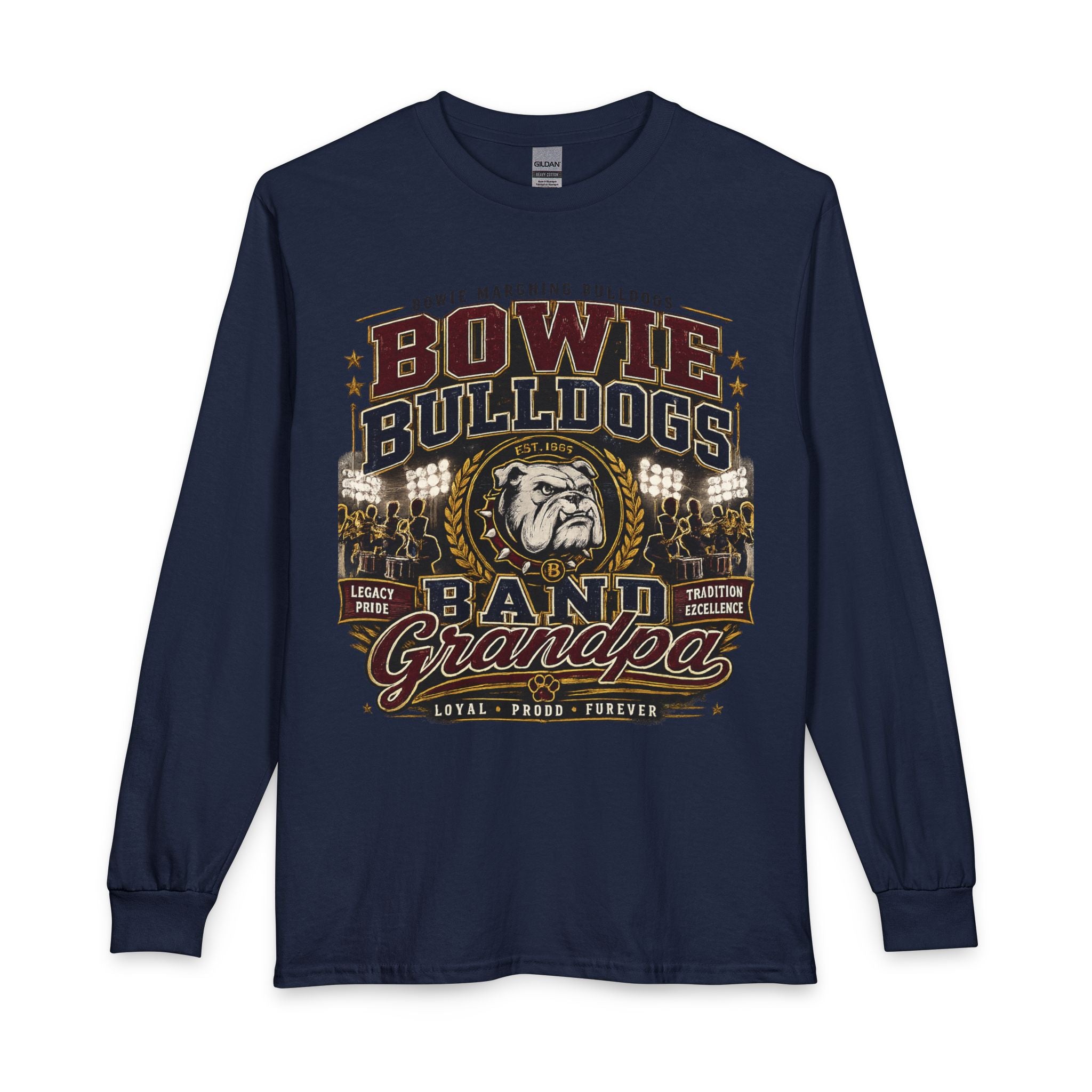 Bowie Bulldogs Band Grandpa Long Sleeve Shirt – Vintage Marching Band Grandpa Tee